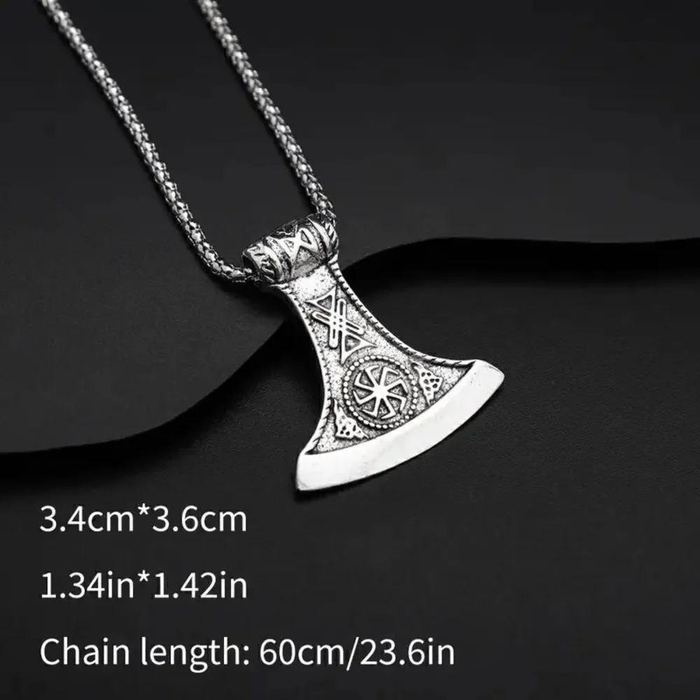 Viking Ax Stainless Steel Pendant Necklace